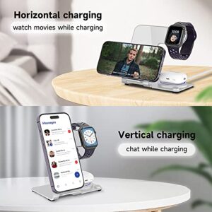 Wireless Charger, Aluminum Alloy 3 in 1 Wireless Charging Station for Apple iPhone/iWatch/Airpods,iPhone 14,13,12,11 (Pro, ProMax)/XS/XR/XS/X/8(Plus),iWatch8/7/6/SE/5/4/3/2,AirPods 3/2/pro