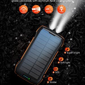 Solar Power Bank, MOSKIZ Portable Charger 33500mAh QC3.0 18W PD 20W Fast Charging, Portable Phone Charger with 10W Wireless 5 Outputs IP67 Waterproof 6W Bright Flashlight for iPhone Samsung etc.