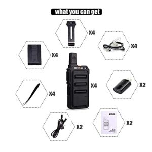 Retevis RT19 Walkie Talkies for Adults,Walkie Talkie with Earpiece and Mic Set,Metal Clip,1300mAh,USB Charger,Hands Free Two Way Radios for Warehouse Clinic Restaurant Easter Baskets for Kids (4 Pack)