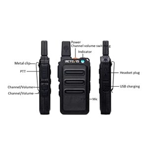 Retevis RT19 Walkie Talkies for Adults,Walkie Talkie with Earpiece and Mic Set,Metal Clip,1300mAh,USB Charger,Hands Free Two Way Radios for Warehouse Clinic Restaurant Easter Baskets for Kids (4 Pack)