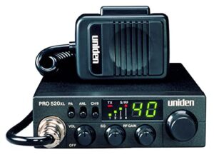 uniden pro520xl pro series 40-channel cb radio. compact design. anl switch and pa/cb switch. 7 watts of audio output and instant emergency channel 9. – black
