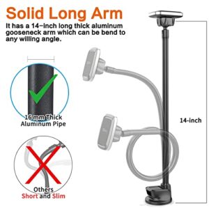 Magnetic Phone Car Mount [14-Inch Gooseneck Long Arm Extension], 1Zero Universal Windshield Dashboard Industrial-Strength Suction Cup Car Phone Holder with 6 Strong Magnets, for All Cell Phones iPhone