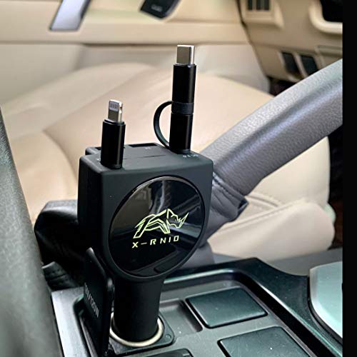 Retractable Car Charger, Fast Charge 3.1A 47W, Retractable Cables (3Ft) and 2 USB Ports Car Charger Adapter, Compatible with iPhone & Android Cell Phones,Car Accessories Interior