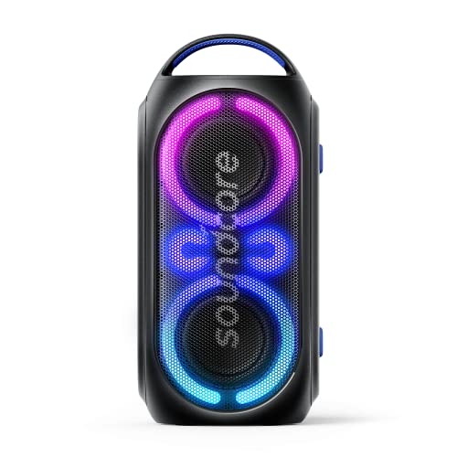 Soundcore Anker Rave Party 2 Portable Speaker, 120W Stereo Sound, PartyCast 2.0, Light Show, IPX4 Water-Resistant, 16H Playtime, Mic Input, Custom EQ & Bass Up for Party, Tailgating, Backyard, Pool