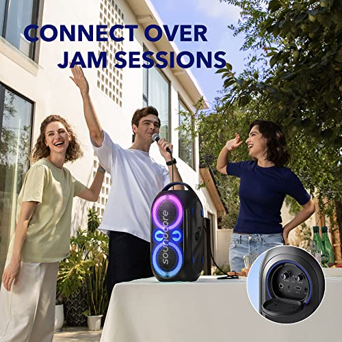 Soundcore Anker Rave Party 2 Portable Speaker, 120W Stereo Sound, PartyCast 2.0, Light Show, IPX4 Water-Resistant, 16H Playtime, Mic Input, Custom EQ & Bass Up for Party, Tailgating, Backyard, Pool