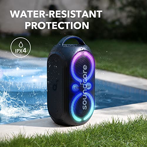 Soundcore Anker Rave Party 2 Portable Speaker, 120W Stereo Sound, PartyCast 2.0, Light Show, IPX4 Water-Resistant, 16H Playtime, Mic Input, Custom EQ & Bass Up for Party, Tailgating, Backyard, Pool