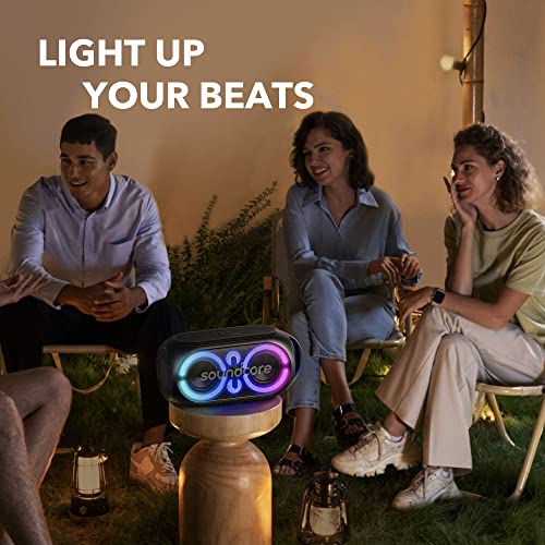 Soundcore Anker Rave Party 2 Portable Speaker, 120W Stereo Sound, PartyCast 2.0, Light Show, IPX4 Water-Resistant, 16H Playtime, Mic Input, Custom EQ & Bass Up for Party, Tailgating, Backyard, Pool