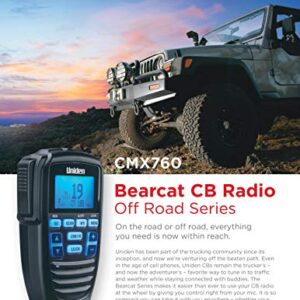 Uniden CMX760 Bearcat Off Road Series Compact Mobile CB Radio, 40-Channel Operation, Ultra-Compact for Easy Mounting, Large 7-Color Backlit LCD Display on Mic with Built-in Speaker Mic, Black