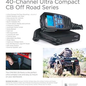 Uniden CMX760 Bearcat Off Road Series Compact Mobile CB Radio, 40-Channel Operation, Ultra-Compact for Easy Mounting, Large 7-Color Backlit LCD Display on Mic with Built-in Speaker Mic, Black