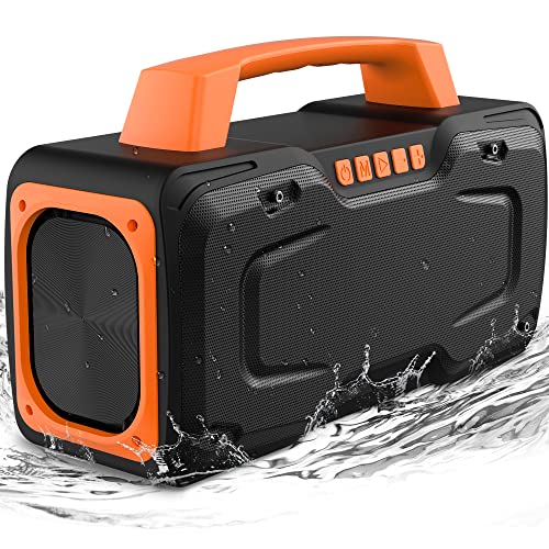 BUGANI Bluetooth Speakers, 70W Powerful Portable Wireless Speaker IPX7 Waterproof Speaker, Outdoor Loud Speaker with Handle 24H Playtime, Support Karaoke Mic AUX USB Suitable for Party, Pool, Singing