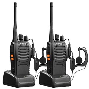 baofeng long range walkie talkies two way radios with earpiece 2 pack uhf handheld rechargeable bf-888s interphone for adults or kids hiking biking camping li-ion battery and charger included