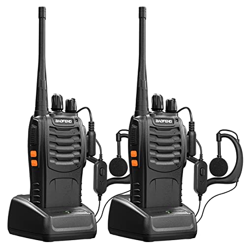 Baofeng Long Range Walkie Talkies Two Way Radios with Earpiece 2 Pack UHF Handheld Rechargeable BF-888s Interphone for Adults or Kids Hiking Biking Camping Li-ion Battery and Charger Included