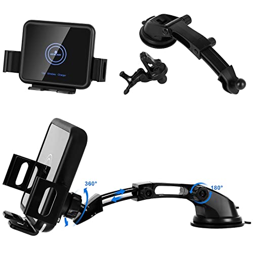 DEMCERT Support Portrait Unfold Charging for Z Fold 3 Car Mount, Wireless Car Charger Compatible for Samsung Galaxy Z Fold 3 Z Fold 4 Auto Clamping Fast Charging Holder with Cooling Fan