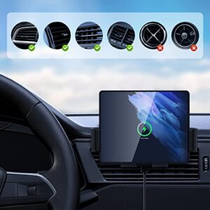 DEMCERT Support Portrait Unfold Charging for Z Fold 3 Car Mount, Wireless Car Charger Compatible for Samsung Galaxy Z Fold 3 Z Fold 4 Auto Clamping Fast Charging Holder with Cooling Fan