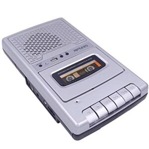 Riptunes Portable Cassette Recorder Player, Tape to USB Audio Music Digital Converter, Retro Classroom Shoebox Cassette Player and Recorder USB Player, Cassette-MP3 Converter with Built-in Microphone