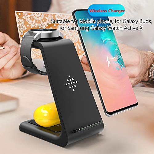 Wireless Charger Samsung 3 in 1 Qi Fast Wireless Charging Station for Multiple Devices Android Galaxy Watch 4/3/Active2/1/Gear S3,Galaxy S22/S21/S20/S10/Note20/Note10/Z Fold 3/Pixel 7/Pixel 6,Buds