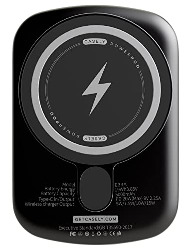 Casely Power Pod | MagSafe Compatible Battery Pack | Black Power Pod (5,000 mAh)