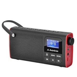 avantree sp850 rechargeable portable fm radio with bluetooth speaker and sd card mp3 player 3-in-1, auto scan save, led display, small handheld pocket battery operated wireless radio (no am)