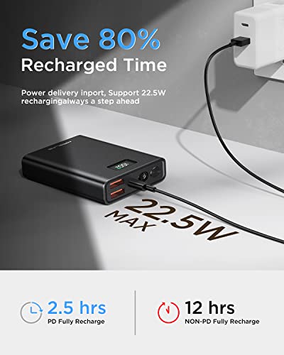 MRGLAS Portable Charger The Smallest 22.5W 10000mAh Power Bank Mini PD3.0 & QC4.0 Fast Charge Portable Battery Charger Tri-Output USB C in & Out Phone Charger Compatible iPhone 14 Pro Max iPad Samsung