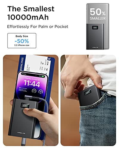 MRGLAS Portable Charger The Smallest 22.5W 10000mAh Power Bank Mini PD3.0 & QC4.0 Fast Charge Portable Battery Charger Tri-Output USB C in & Out Phone Charger Compatible iPhone 14 Pro Max iPad Samsung