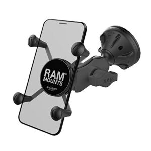 ram mounts rap-b-166-2-a-un7u x-grip phone mount with ram twist-lock low profile suction base with short arm for vehicle windshields
