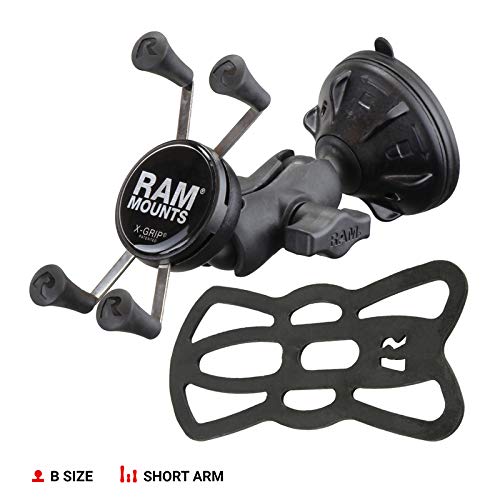 RAM Mounts RAP-B-166-2-A-UN7U X-Grip Phone Mount with RAM Twist-Lock Low Profile Suction Base with Short Arm for Vehicle Windshields