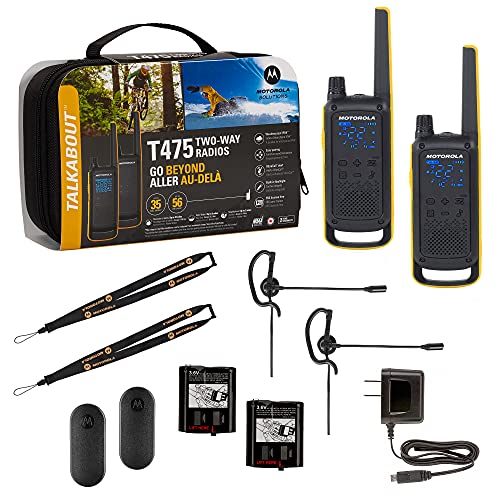 Motorola Solutions Talkabout T475 Extreme Two-Way Radio Black W/Yellow Rechargeable Two Pack