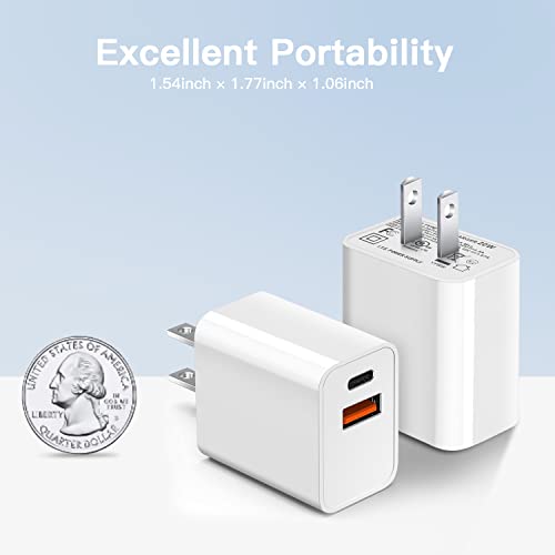 USB C Charger, Apple Watch Series 8, iPhone 14 Charger Block, 2-Pack 20W USB C Wall Charger, Fast Charging Block, Charger Brick Compatible New iPhone 13 Pro Max Charger Block Cube for Apple Watch