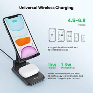 MEISO 2 in 1 Wireless Charger, Dual Wireless Charging Desk Phone Stand, 10W Qi Fast-Charging Dock for iPhone 12/11/MAX/XS/XR/X/8,AirPods/Pro,Samsung Galaxy S21/S20/S10/S9