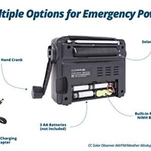 C. Crane CC Solar Observer Wind Up Solar Emergency Crank Radio with AM, FM, NOAA Weather, Built in LED Flashlight, Cellphone Charger and AC Adapter