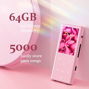 【New in 2022】 64GB Mp3 Player with Bluetooth 5.2, COCONISE Music Player with Speaker Hi-Fi Lossless Sound Quality, with FM Radio, Voice Recording, E-Book Function,Super Light Perfect for Running