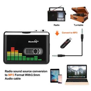 Cassette to MP3 Converter, BlumWay Portable Cassette Recorder Player, Audio Music Cassette Tape to Digital Converter Player with Earphone, No Need Computer