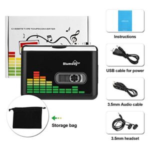 Cassette to MP3 Converter, BlumWay Portable Cassette Recorder Player, Audio Music Cassette Tape to Digital Converter Player with Earphone, No Need Computer