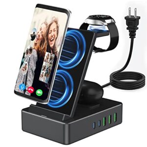 wireless charging station for samsung, 100w 8 in 1 charging station for multiple devices, wireless charger stand dock with 20w usb c 2 port, compatible with samsung series, galaxy buds pro