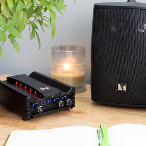 Dual Electronics DBTMA100 Black Micro Wireless Bluetooth 2 Channel Stereo Class-D Amplifier | 3.5 mm AUX Input | Stereo RCA Outputs | 100 Watts Peak Power | Up to 100ft of Wireless Bluetooth Range