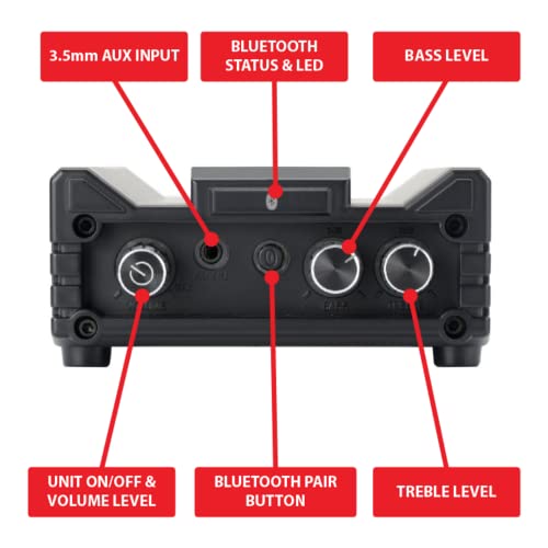 Dual Electronics DBTMA100 Black Micro Wireless Bluetooth 2 Channel Stereo Class-D Amplifier | 3.5 mm AUX Input | Stereo RCA Outputs | 100 Watts Peak Power | Up to 100ft of Wireless Bluetooth Range