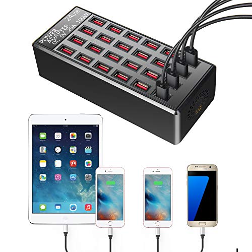 100w 24(20A) Port, USB Fast Charging Station,Travel Desktop USB Rapid Charger,Multi Ports Charging Station Organizer Compatible with Smartphones,Tables,and More Devices