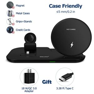 DDUAN Wireless Charging Station, 3 in 1 Qi Fast Wireless Charger Compatible for iPhone 14/13/12/11/Pro/Max/XR/XS/XS Max/X/8, Charging Stand for Apple Watch SE/8/7/6/5/4/3 and AirPods 2/3/Pro/Pro 2