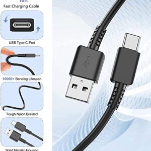 Adaptive Fast Charger Type C Cable Kit Compatible Samsung Galaxy S8/S9/S10/S10 Plus/S10E/ S20/S20 Plus/S21/S22/S22 Plus/S23 Ultra/Note 8/Note 9/Note 10 Power Adapter&Long 10ft USB Type C Cable(2 Pack)