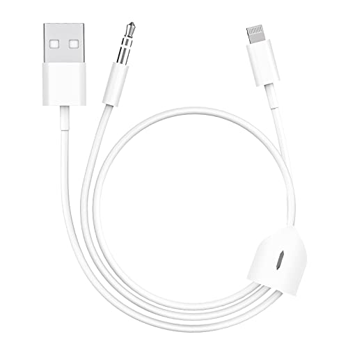 [Apple MFi Certified]2 in 1 Audio Charging Cable Compatible with iPhone,Lightning to 3.5mm Aux Cord Audio Jack Works with Car Stereo Speaker Headphone Car Charger Support iPhone 12/11/11 Pro/XS/XR/8/7