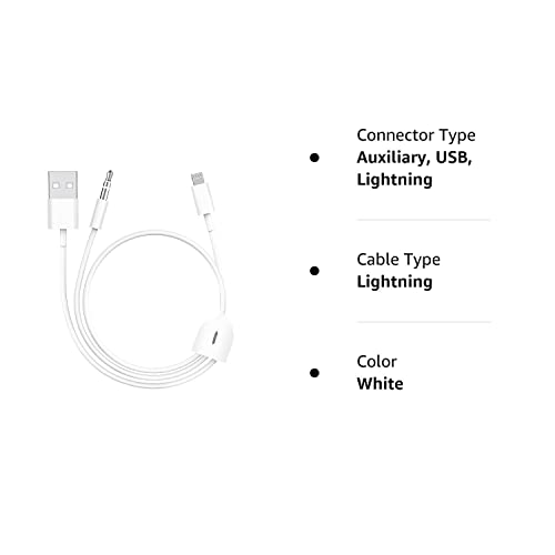 [Apple MFi Certified]2 in 1 Audio Charging Cable Compatible with iPhone,Lightning to 3.5mm Aux Cord Audio Jack Works with Car Stereo Speaker Headphone Car Charger Support iPhone 12/11/11 Pro/XS/XR/8/7