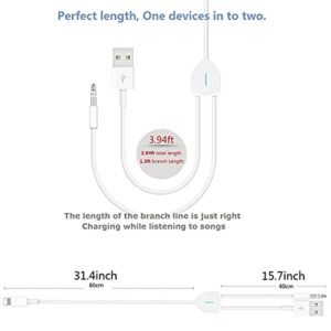 [Apple MFi Certified]2 in 1 Audio Charging Cable Compatible with iPhone,Lightning to 3.5mm Aux Cord Audio Jack Works with Car Stereo Speaker Headphone Car Charger Support iPhone 12/11/11 Pro/XS/XR/8/7