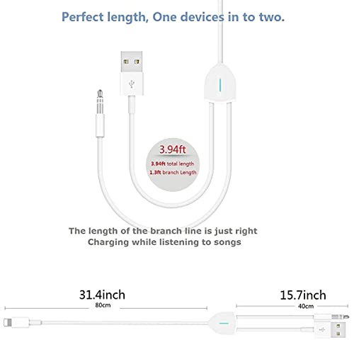 [Apple MFi Certified]2 in 1 Audio Charging Cable Compatible with iPhone,Lightning to 3.5mm Aux Cord Audio Jack Works with Car Stereo Speaker Headphone Car Charger Support iPhone 12/11/11 Pro/XS/XR/8/7