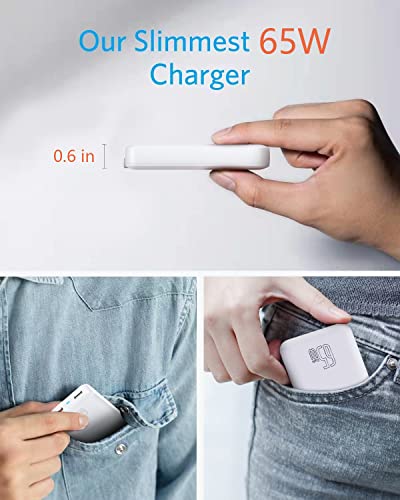 SANKTON 65W 2 Port Foldable USB C Slim Wall Charger with Intelligent Power Allocation, Fast PD GaN Charger for iPhone, Samsung, MacBook Pro/Air, iPad, Laptops, White