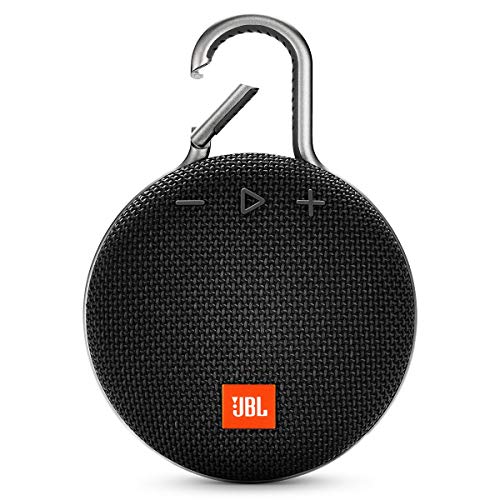 JBL Clip 3 Portable IPX7 Waterproof Wireless Bluetooth Speaker with Built-in Carabiner, Noise-Canceling Speakerphone and Microphone, Black (Renewed)