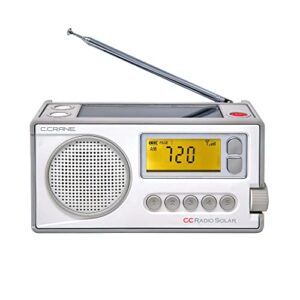 ccradio solar wind-up portable emergency crank digital radio am, fm, noaa weather & alert, built in led flashlight and cellphone charger, battery operated & everyday use by c. crane