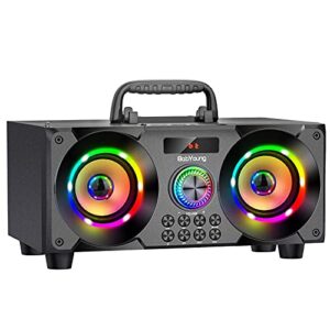 60w portable bluetooth speaker with subwoofer heavy bass, wireless speakers bluetooth 5.0, support fm radio, mp3 player, eq,led colorful lights, loud outdoor stereo speaker for home, party, travel