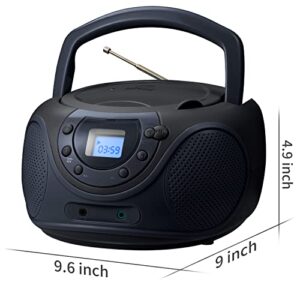 hPlay Gummy P16 Portable CD Player Boombox AM FM Digital Tuning Radio, Aux Line-in, Headphone Jack, Foldable Carrying Handle (Space Grey)