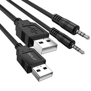 berlat 3.5mm male aux audio jack to usb 2.0 male charge cable adapter cord, 2pack audio car stereo jack cables to usb 2.0, usb connection kit, for music player- 3.3ft（support data transmission）