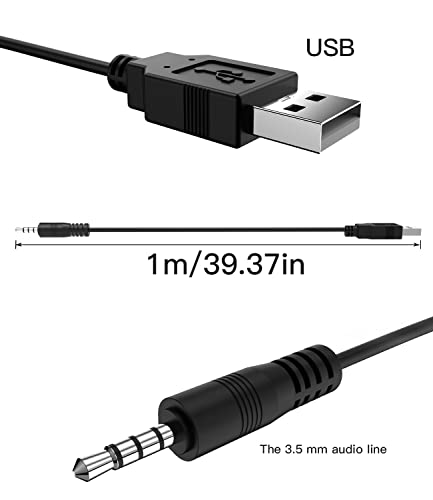 BERLAT 3.5mm Male AUX Audio Jack to USB 2.0 Male Charge Cable Adapter Cord, 2pack Audio Car Stereo Jack Cables to USB 2.0, USB Connection Kit, for Music Player- 3.3ft（Support Data Transmission）
